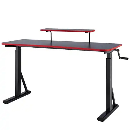 escritorio elevable manual amazon basics rojo y negro