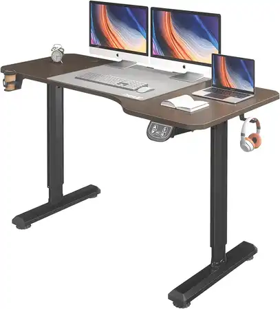 escritorio elevable electrico dripex negro y nuez 160x75