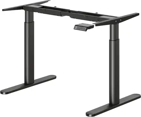 Estructura de escritorio elevable MAIDeSITe EL2 Plus Art en negro, con patas redondeadas, doble motor y panel digital con memorias personalizables.