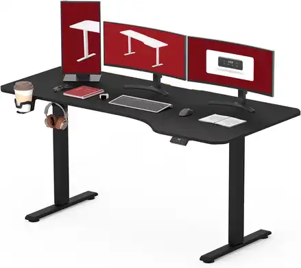 Escritorio elevable eléctrico Sanodesk QS1 160x75 en color negro, pensado para usuarios que necesitan amplitud, estabilidad y altura regulable sin esfuerzo.