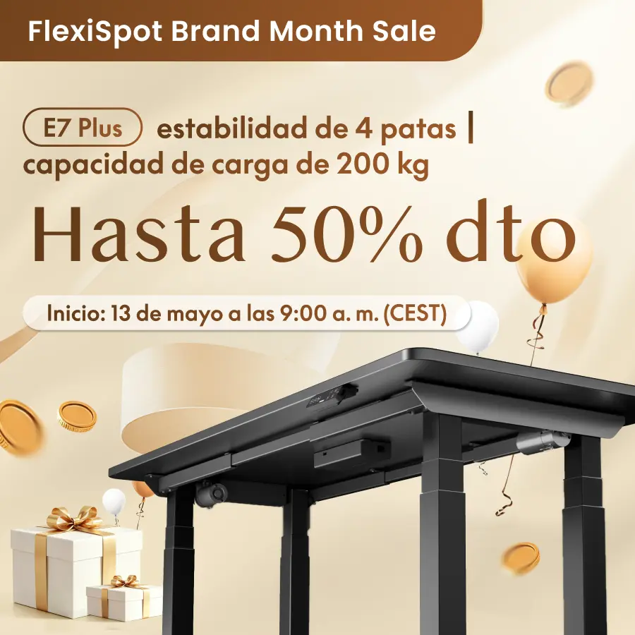 Mesa elevable FlexiSpot E7 Plus en promoción con estructura de 4 patas y carga de 200 kg